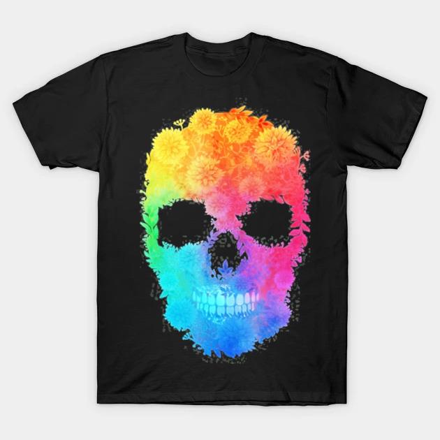 Mighty oak colorful floral skull shirt