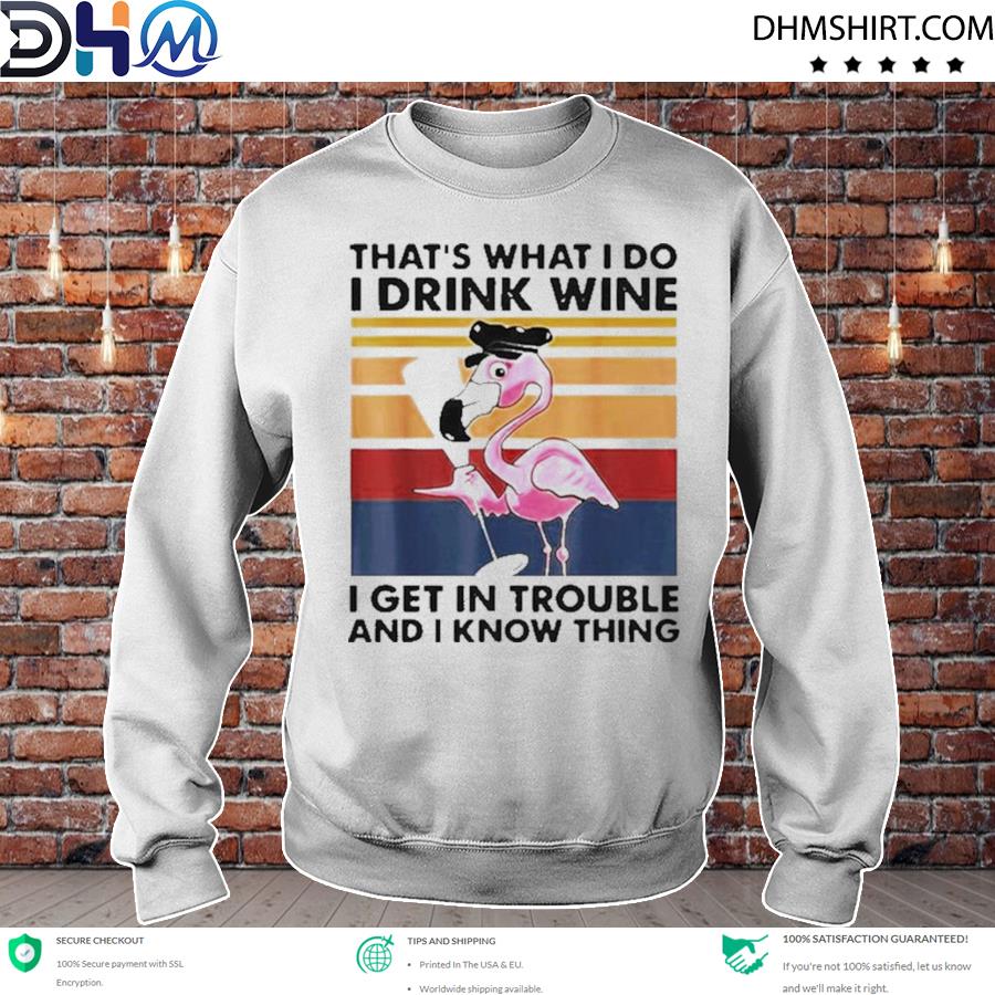 Nice flamingo that's what I do I drink wine I get in trouble s sweater