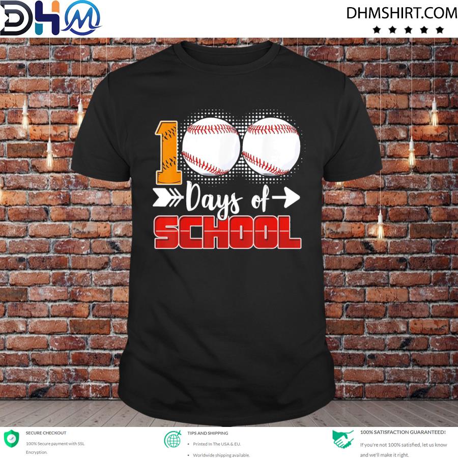 100 Days Of School Baseball 100 Days Smarter 100th Day Shirt